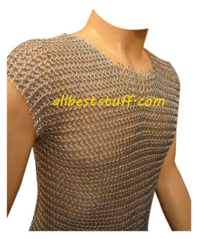 Sleeveless Aluminium Chain Mail Shirt Long Chest 38