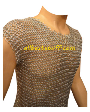 Sleeveless Aluminium Chain Mail Shirt Long Chest 38