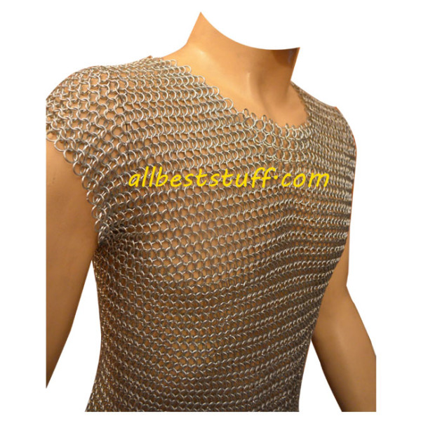 Sleeveless Aluminium Chain Mail Shirt Long Chest 38