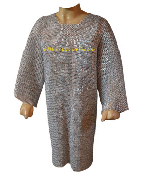 Light Weight Flat Dome Riveted Aluminum Hauberk Long Chest 40