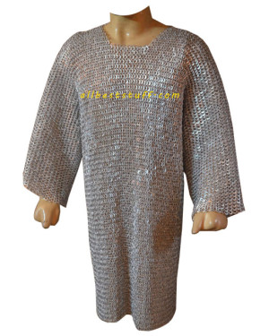 Light Weight Flat Dome Riveted Aluminum Hauberk Long Chest 40