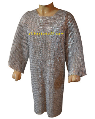 Light Weight Flat Dome Riveted Aluminum Hauberk Long Chest 40