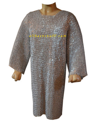 Aluminum Chain Mail Hauberk Full Flat Dome Pin Riveted Chest 50