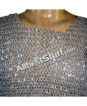 XL Round Riveted Aluminum Maille Hauberk Long Length Chest 47
