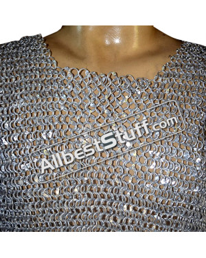 XL Round Riveted Aluminum Maille Hauberk Long Length Chest 47