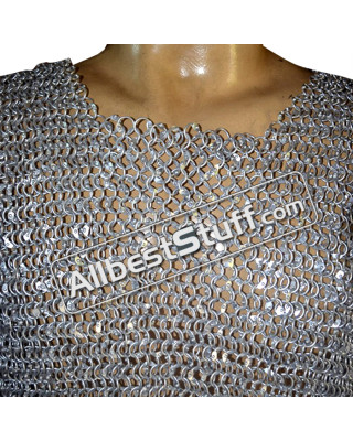 XL Round Riveted Aluminum Maille Hauberk Long Length Chest 47