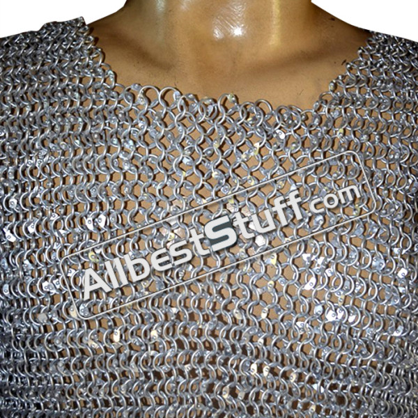 XL Round Riveted Aluminum Maille Hauberk Long Length Chest 47