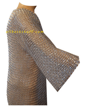 Round Riveted Alternating Solid Aluminum Chain Mail Hauberk Chest 50