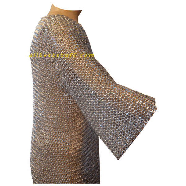 Round Riveted Alternating Solid Aluminum Chain Mail Hauberk Chest 50