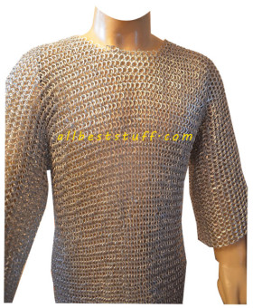 Aluminum Chainmail Hauberk Round Rivet Alternating Solid Chest 55