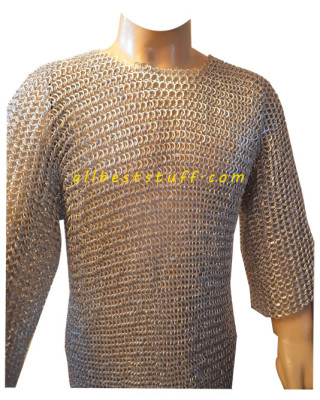 Aluminum Chainmail Hauberk Round Rivet Alternating Solid Chest 55