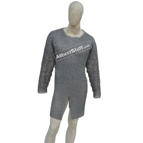 Aluminum Chain Mail Hauberk Full Flat Pin Riveted Chest 45