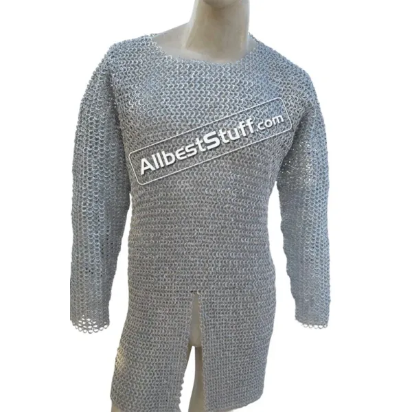 Aluminum Hauberk Full Flat Riveted Chest 48 Chainmail Shirt