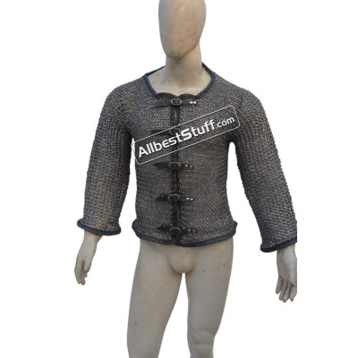 Full Round Dome Pin Riveted Aluminum Chainmail Shirt Chest 50