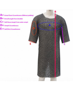 Full Flat Dome Pin Riveted Short Sleeve Aluminum Hauberk Chest 52