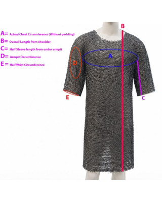 Full Flat Dome Pin Riveted Short Sleeve Aluminum Hauberk Chest 52
