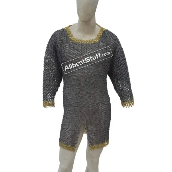 Half Sleeve Aluminum Round Riveted Long Length Hauberk Chest 52