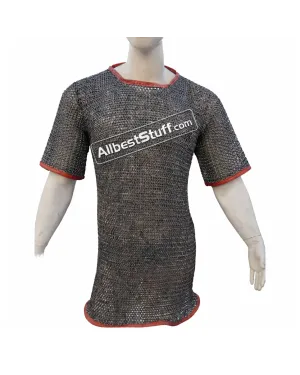 Half Sleeves Aluminum Chain Mail Hauberk Flat Riveted Chest 52