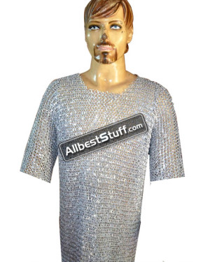 Light Weight XL Chain Maille Hauberk Round Riveted Aluminum Chest 54