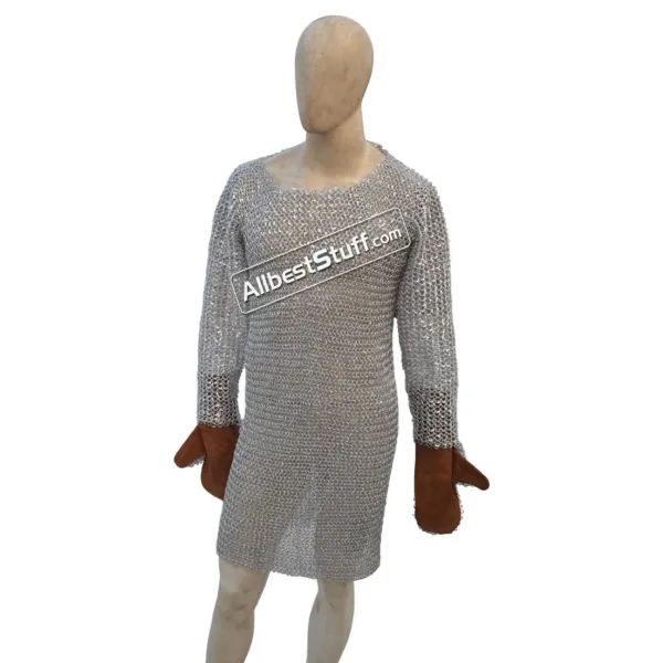 Round Riveted Aluminum Chainmaille Chest 46 full sleeve