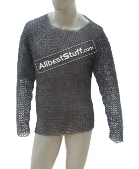 Round Riveted Flat Solid Aluminum Chainmail Shirt Chest 45