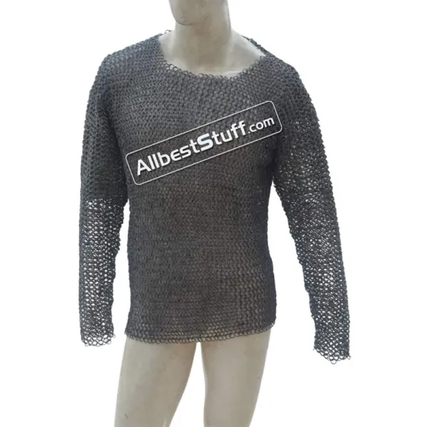 Round Riveted Flat Solid Aluminum Chainmail Shirt Chest 45