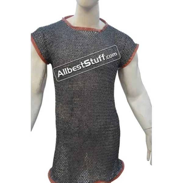 Sleeveless Aluminum Chain Mail Hauberk Flat Riveted Chest 52