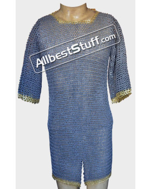 XL Flat Pin Riveted Aluminum Hauberk Chest 52 Mid Sleeve