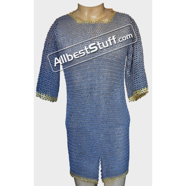 XL Flat Pin Riveted Aluminum Hauberk Chest 52 Mid Sleeve