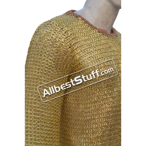 Medieval Chain Mail Made from Flat Riveted Brass Chest 44