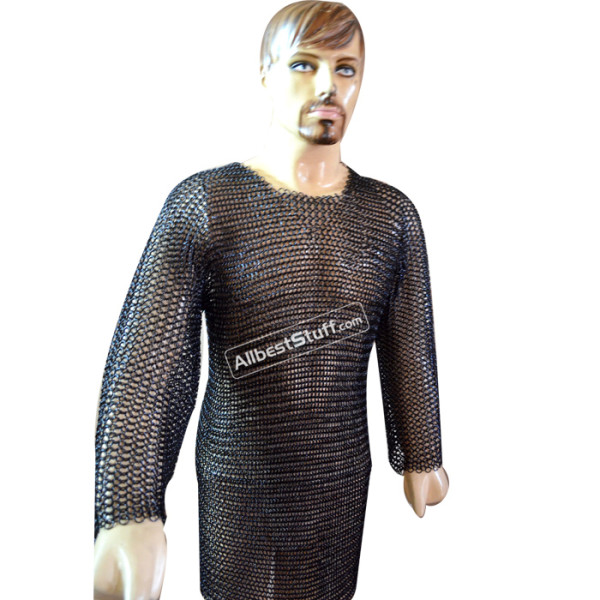 Steel Butted Chain Mail Hauberk XXL Long Chest 52