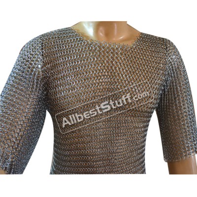 Chain mail Hauberk Butted Steel Armour XL Shirt Chest 45