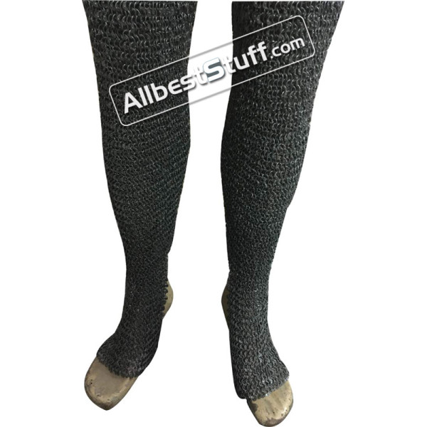 6 MM Chain Mail Chausses Full Round Riveted Legging