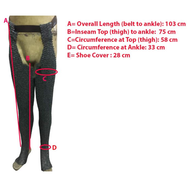 6 MM Chain Mail Chausses Round Riveted Solid Maille Legging