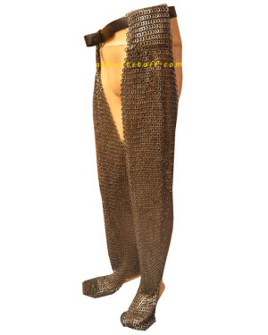 8 MM Chain Mail Chausses Flat Solid Large