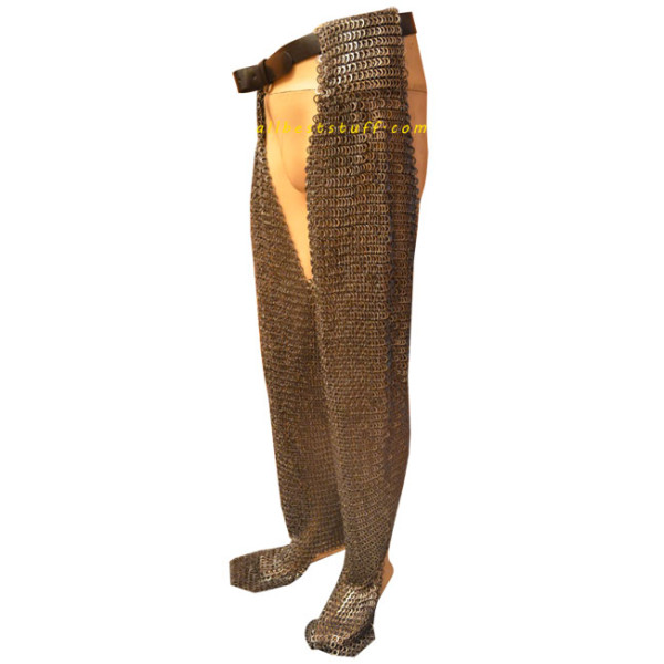 8 MM Chain Mail Chausses Flat Solid Large