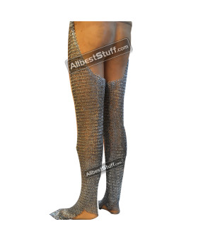 Aluminum Chainmail Legging Round Riveted Alternating Solid