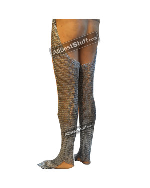 Aluminum Chainmail Legging Round Riveted Alternating Solid