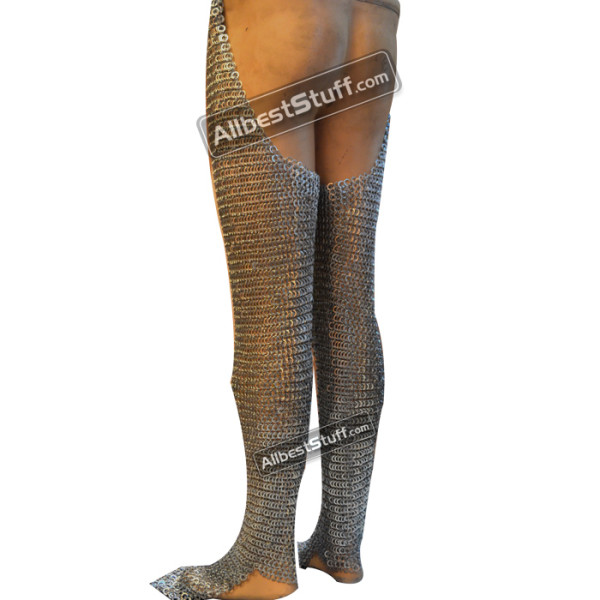 Aluminum Chainmail Legging Round Riveted Alternating Solid