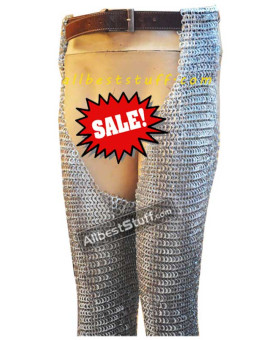 Flat Riveted Flat Solid Chain Mail Legging 9 MM Large Sale