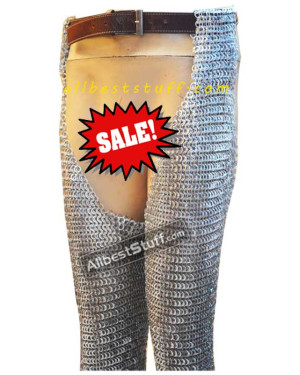 Flat Riveted Flat Solid Chain Mail Legging 9 MM Large Sale