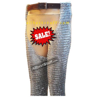 Flat Riveted Flat Solid Chain Mail Legging 9 MM Large Sale