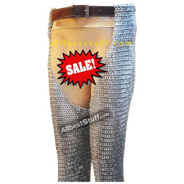 SANGAMSTEELCRAFT New Gift Round Riveted with Flat Washers Chainmail 9 mm Leggings Medieval Leggings 