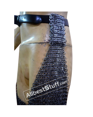 Wedge Riveted Alternating Solid Chain Mail Chausses Length 37