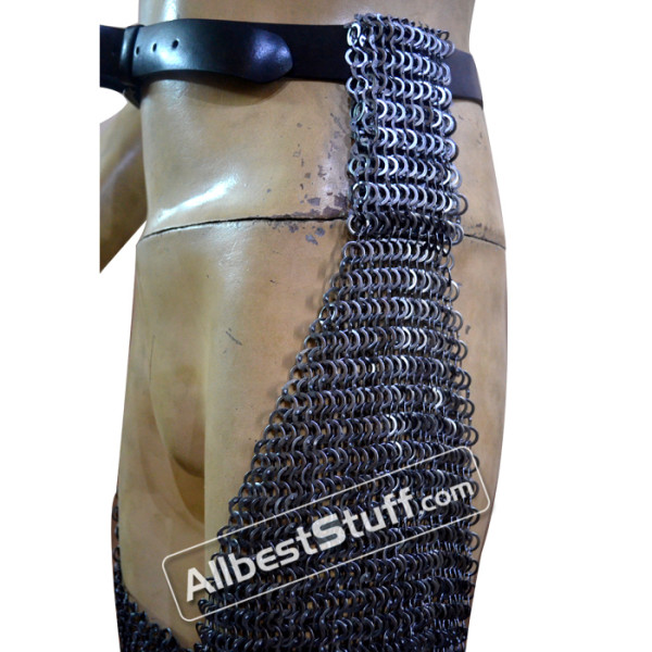 Wedge Riveted Alternating Solid Ring Chain Mail Legging