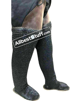 Chain mail Chausses Wedge Riveted Socks with Leather Sole