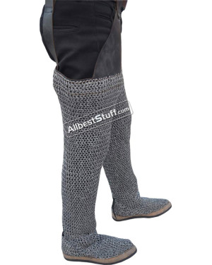 Aluminum Chainmail Legging Flat Ring integrated Leather Shoe