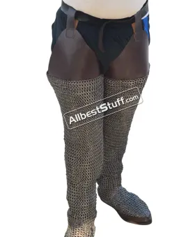 Chainmail Chausses 8 mm Flat Ring Integrated Leather Shoe