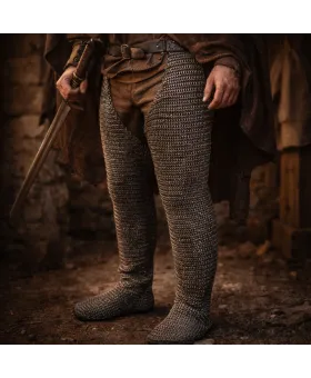 8 MM Chain Mail Chausses Flat Solid Large