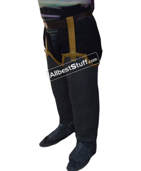 Chainmail Legging Flat dome Pin Riveted Socks with Leather Sole